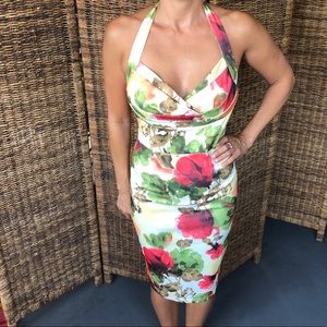 Tropical print Halter dress